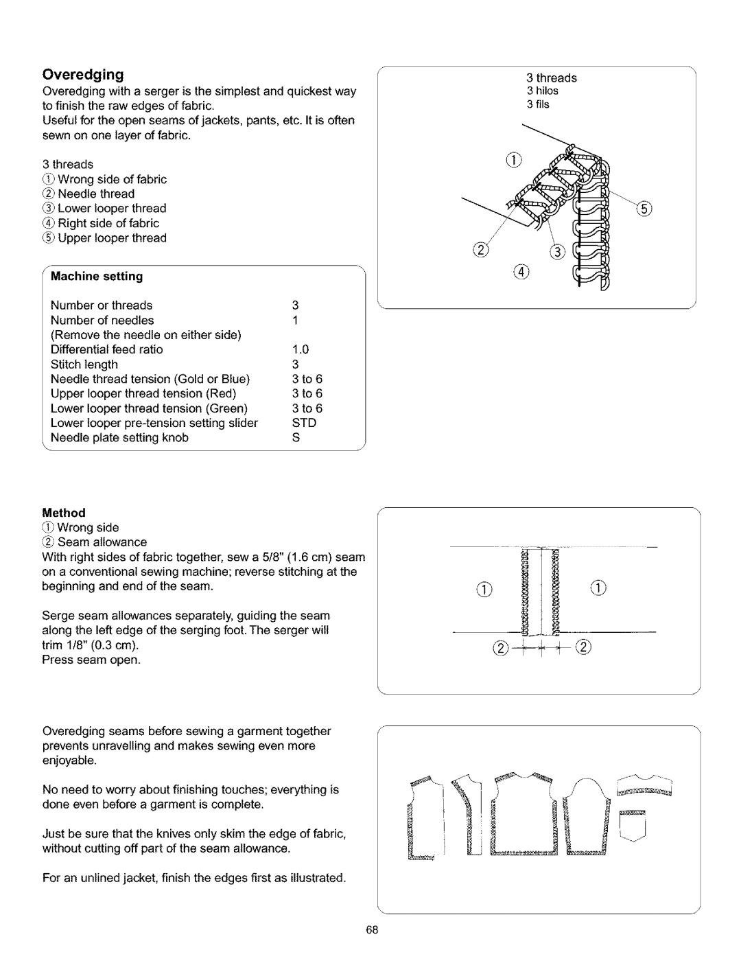 Kenmore 385.166551 owner manual Overedging, Machine setting 