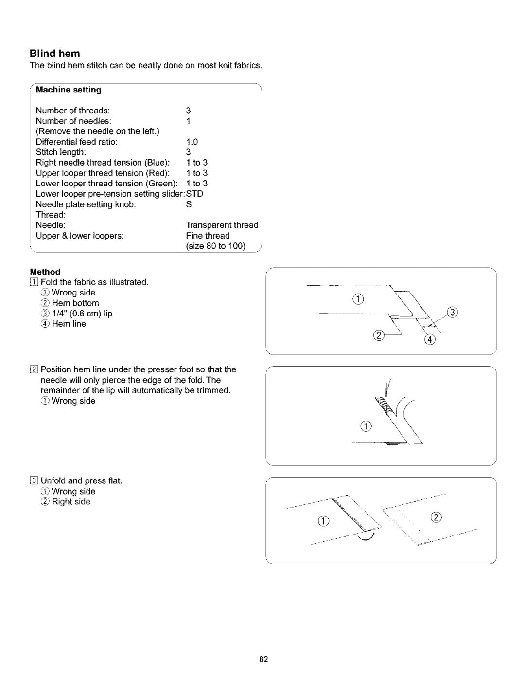 Kenmore 385.166551 owner manual Blind hem, Setting Machine 