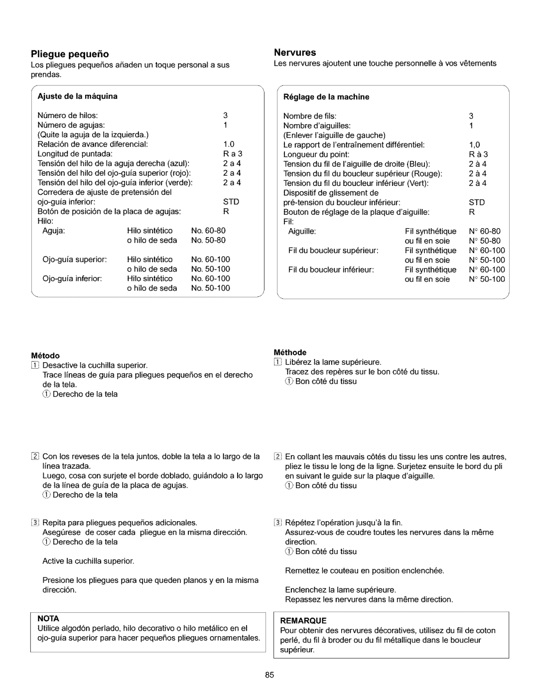 Kenmore 385.166551 owner manual Pliegue pequefio, L3 Repita para pliegues pequeSos adicionales, Inf6rieur 