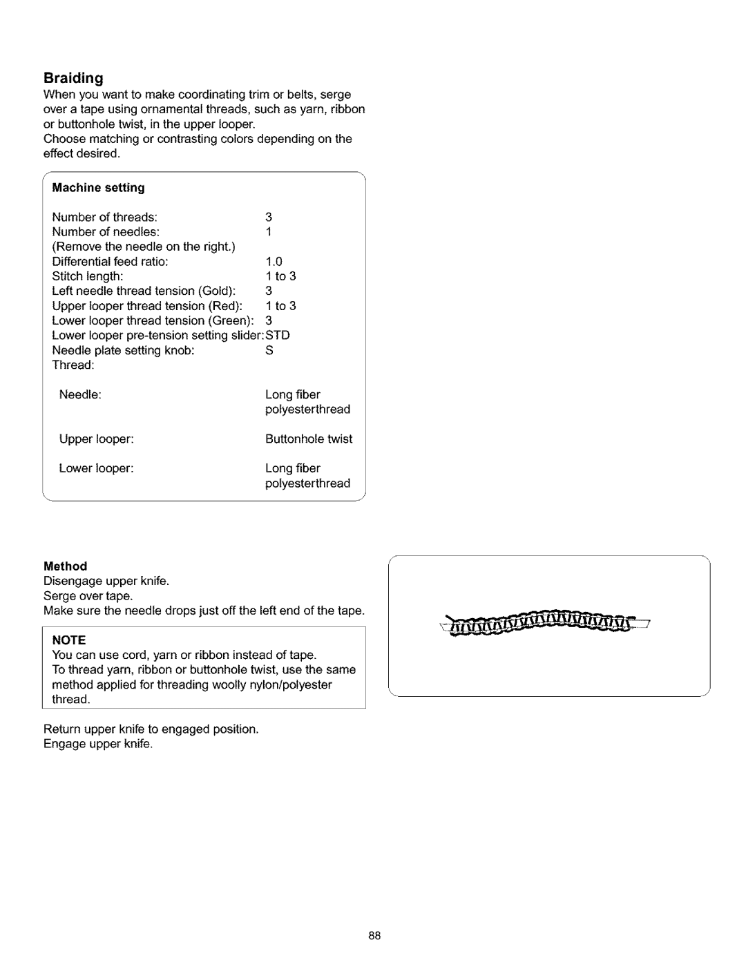 Kenmore 385.166551 owner manual Braiding 