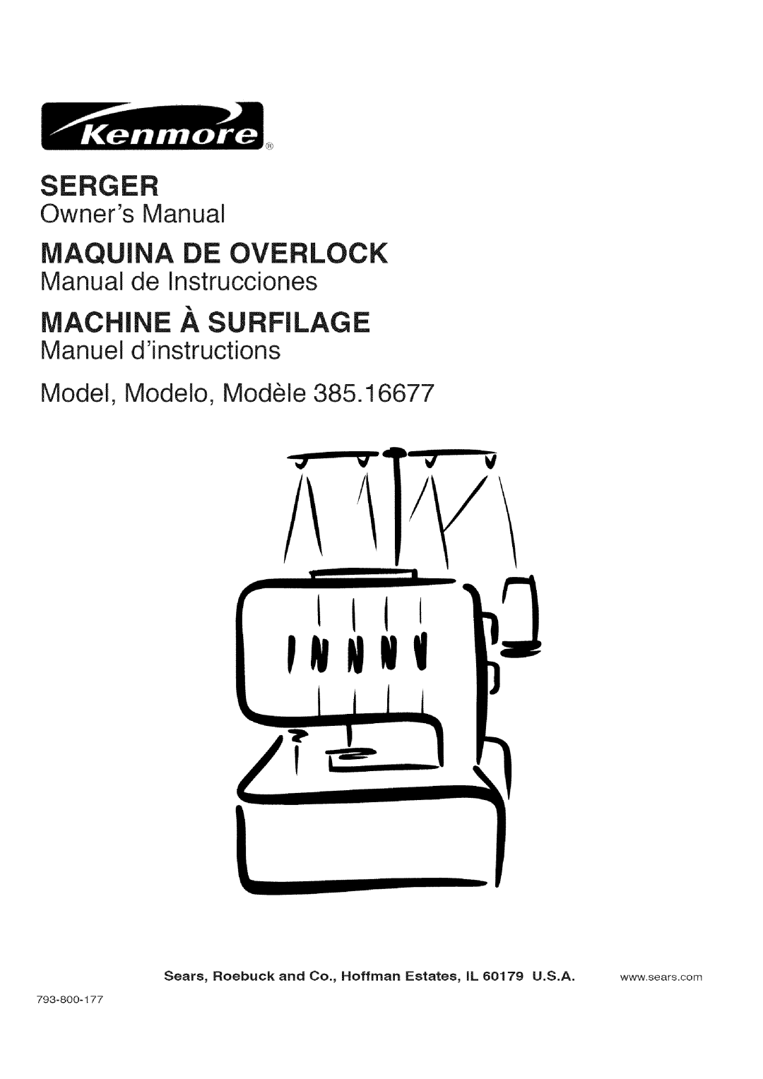 Kenmore 385.16677 owner manual Machine a Surfilage 