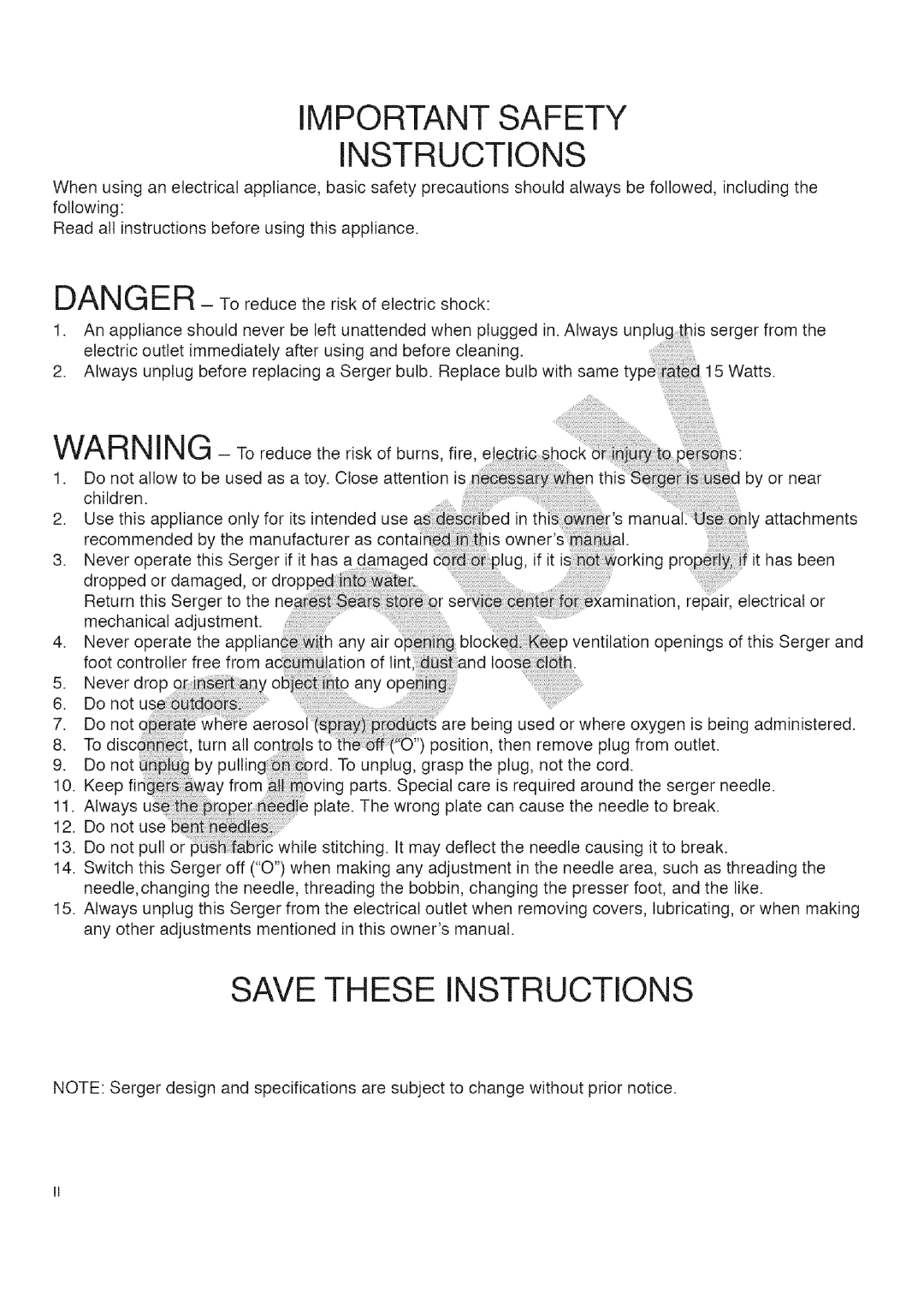 Kenmore 385.16677 owner manual Important Safety Instructions 