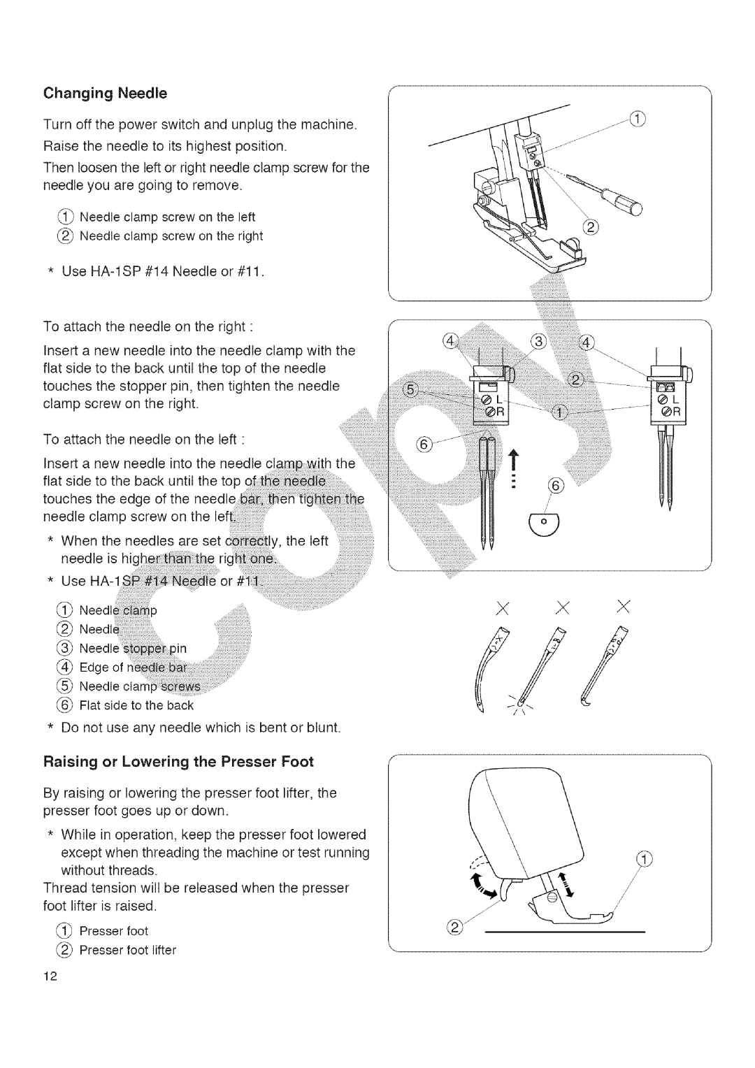 Kenmore 385.16677 owner manual Changing Needle, Raising or Lowering the Presser Foot 