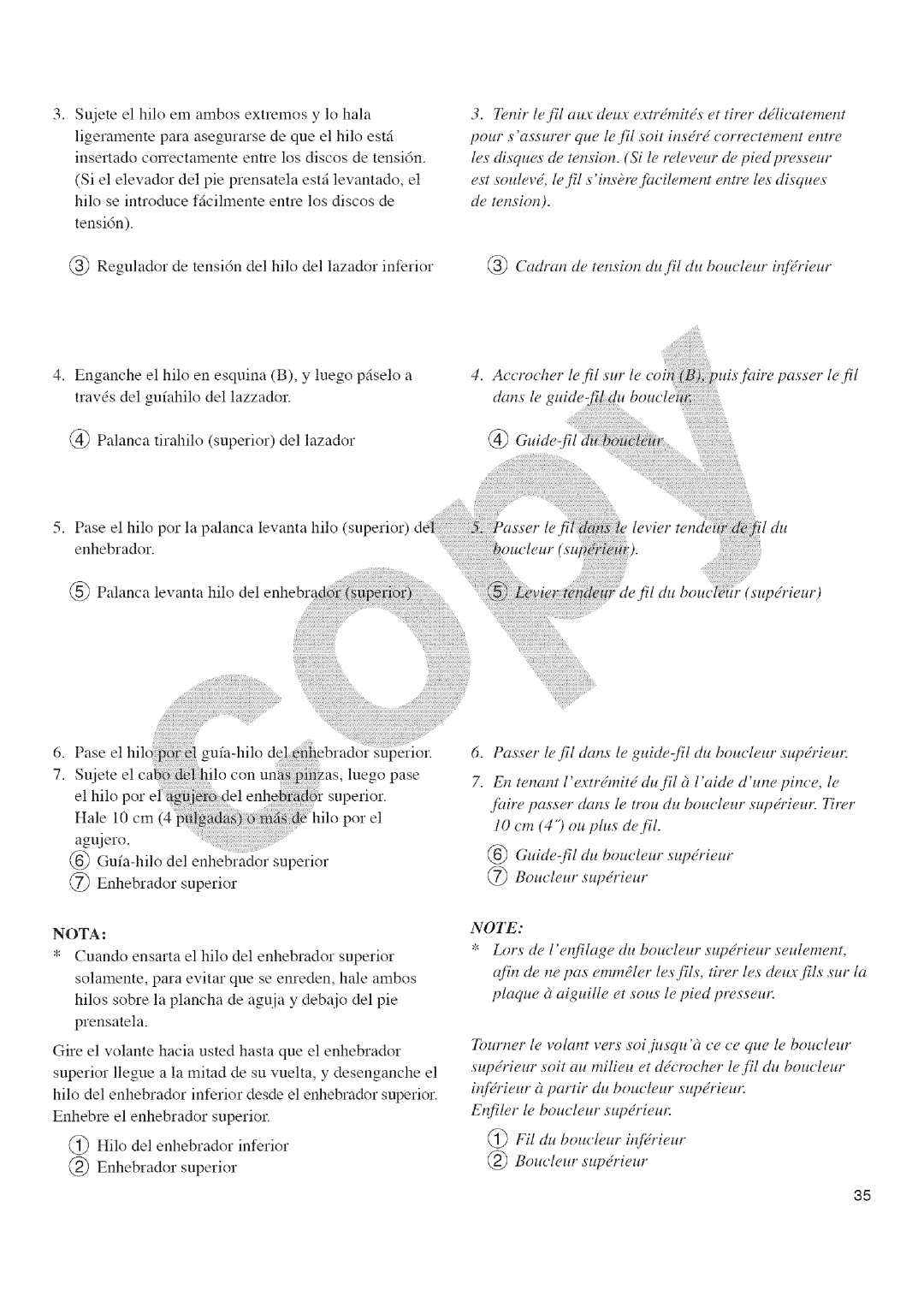 Kenmore 385.16677 owner manual Accrocher lefil sur Posser lefil Da,zs le guideTfi!d Boucle, Le,,ier 