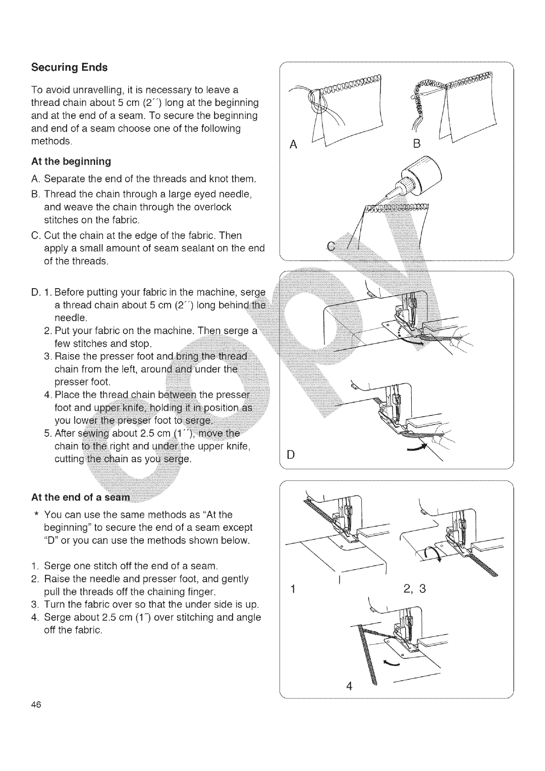 Kenmore 385.16677 owner manual Securing, Ends 