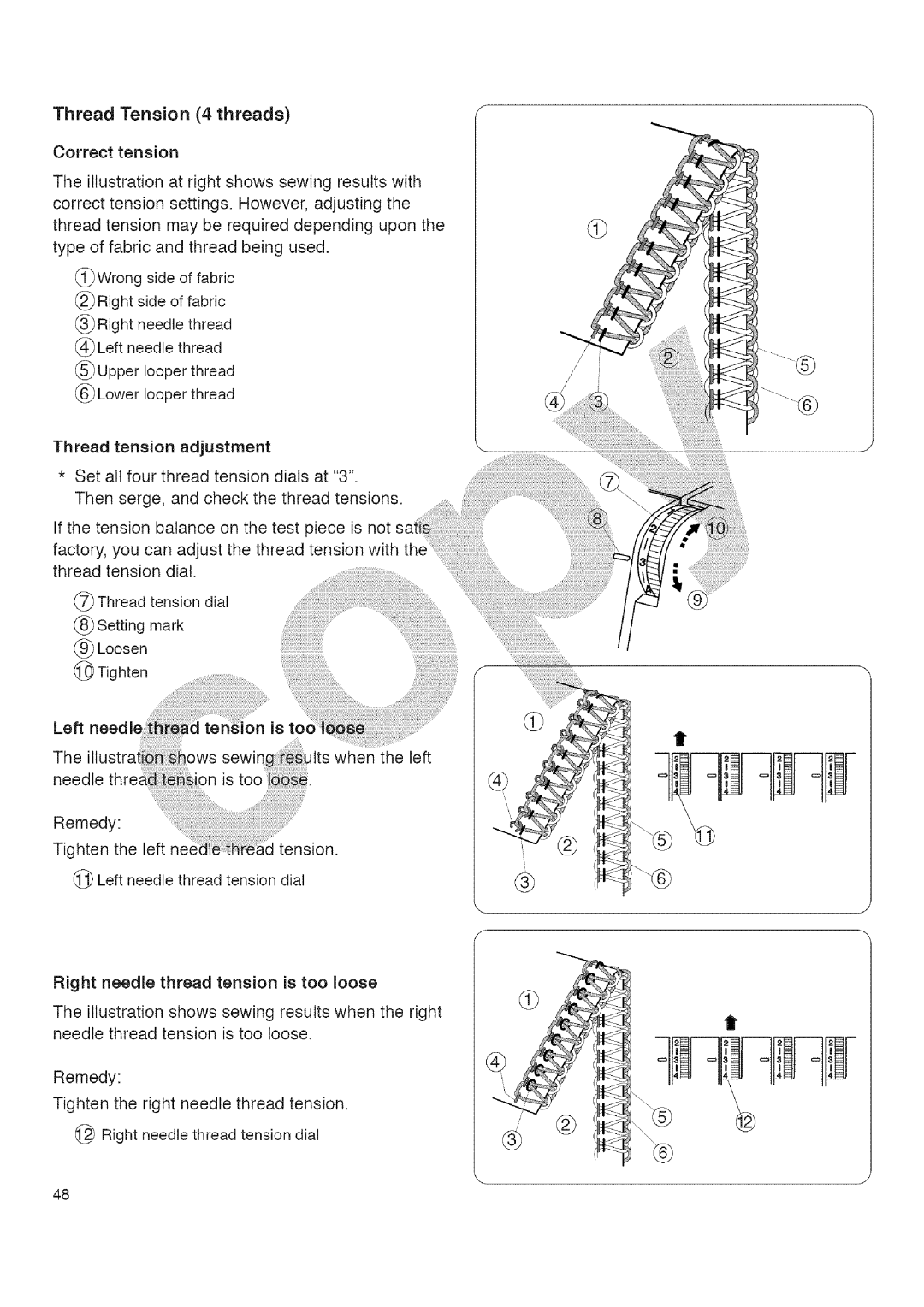 Kenmore 385.16677 owner manual Thread Tension 4 threads 