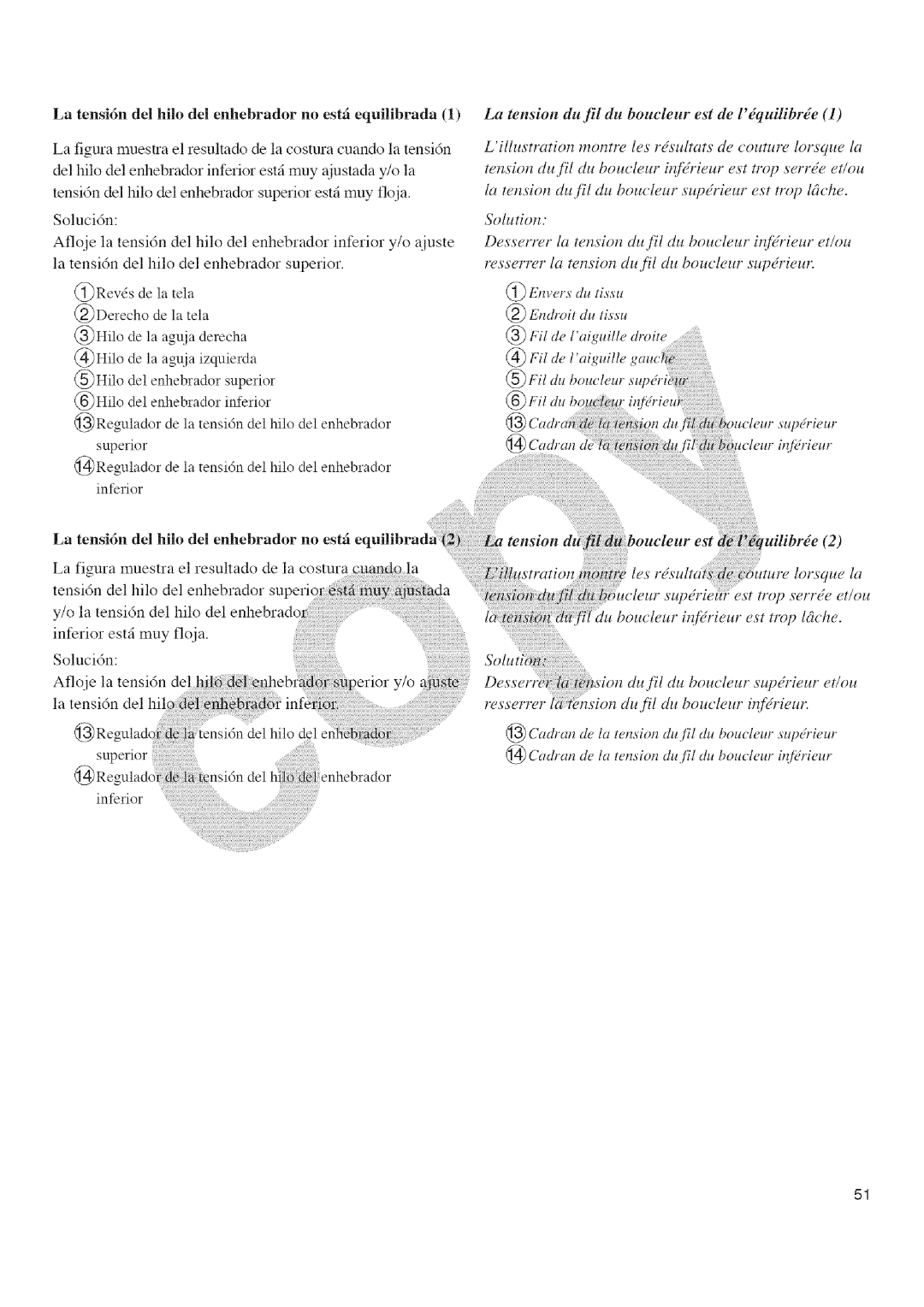 Kenmore 385.16677 La tensi6n del hilo del enhebrador no estfi equilibrada, De hilo Enhebrador Estfi eqmhbrada La 