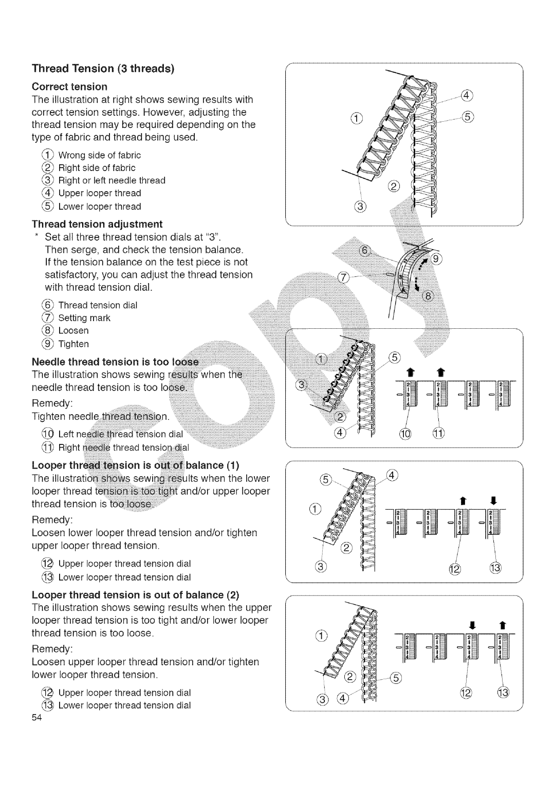 Kenmore 385.16677 owner manual It tt, Thread Tension 3 threads 