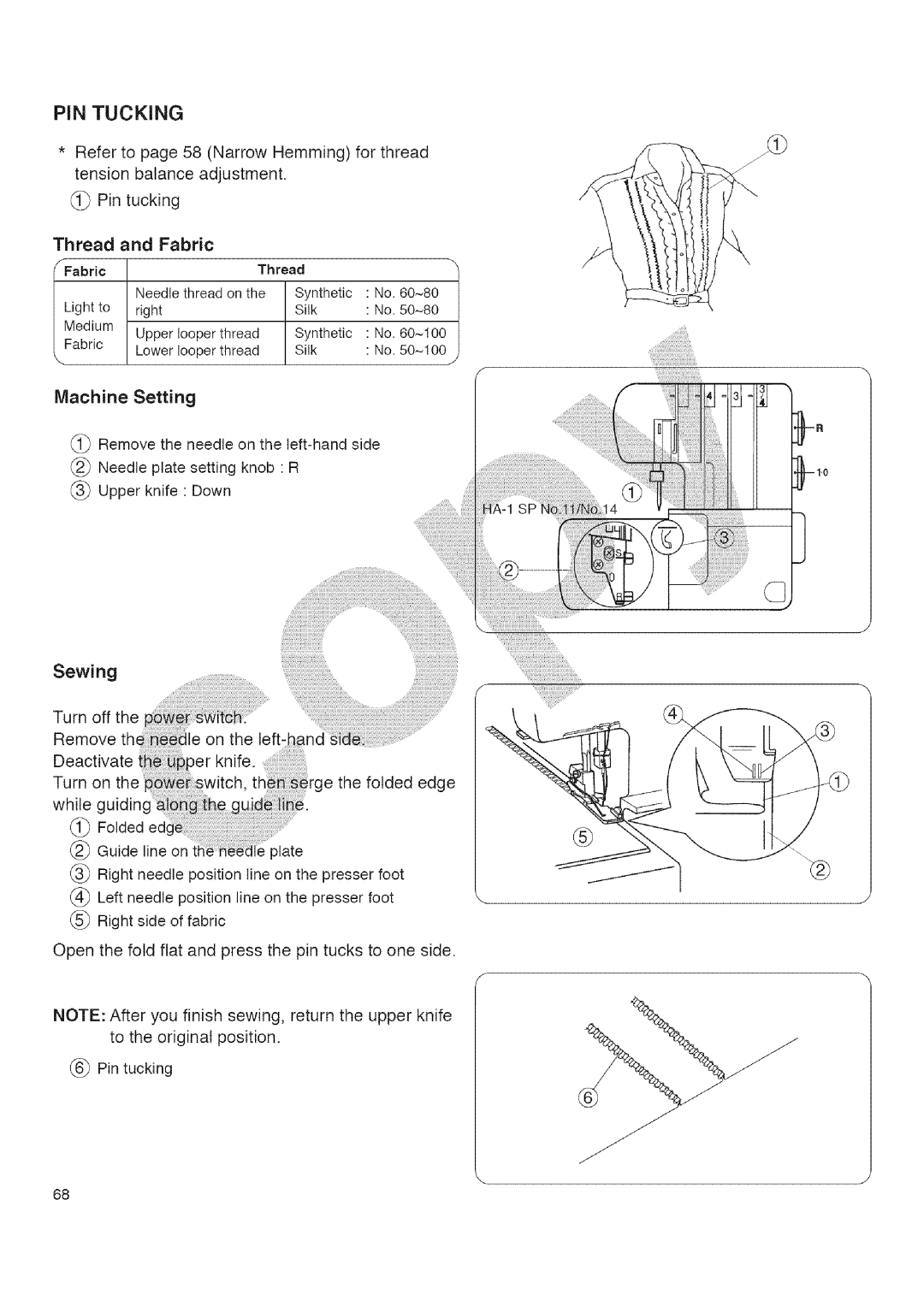 Kenmore 385.16677 owner manual PIN Tucking, Thread and Fabric 