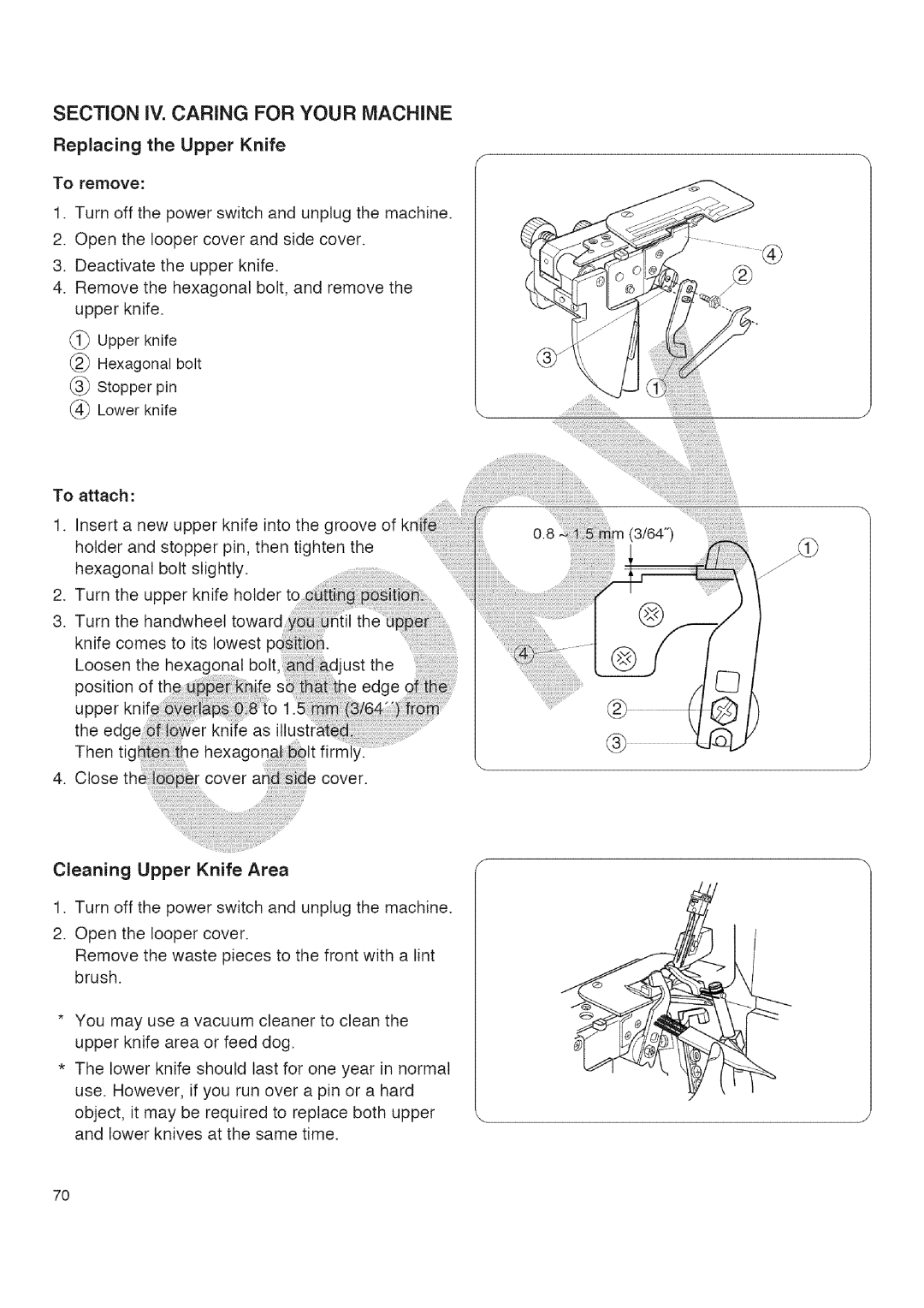 Kenmore 385.16677 owner manual Tig6 Be hex, Cleaning Upper Knife Area 