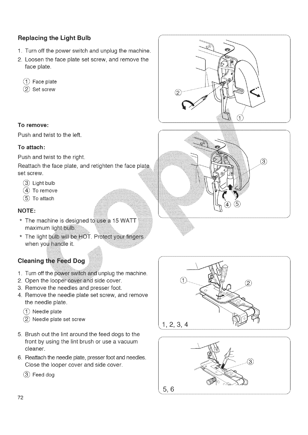 Kenmore 385.16677 owner manual Turnoffthe ito anpthemach*neug, Replacing the Light Bulb 