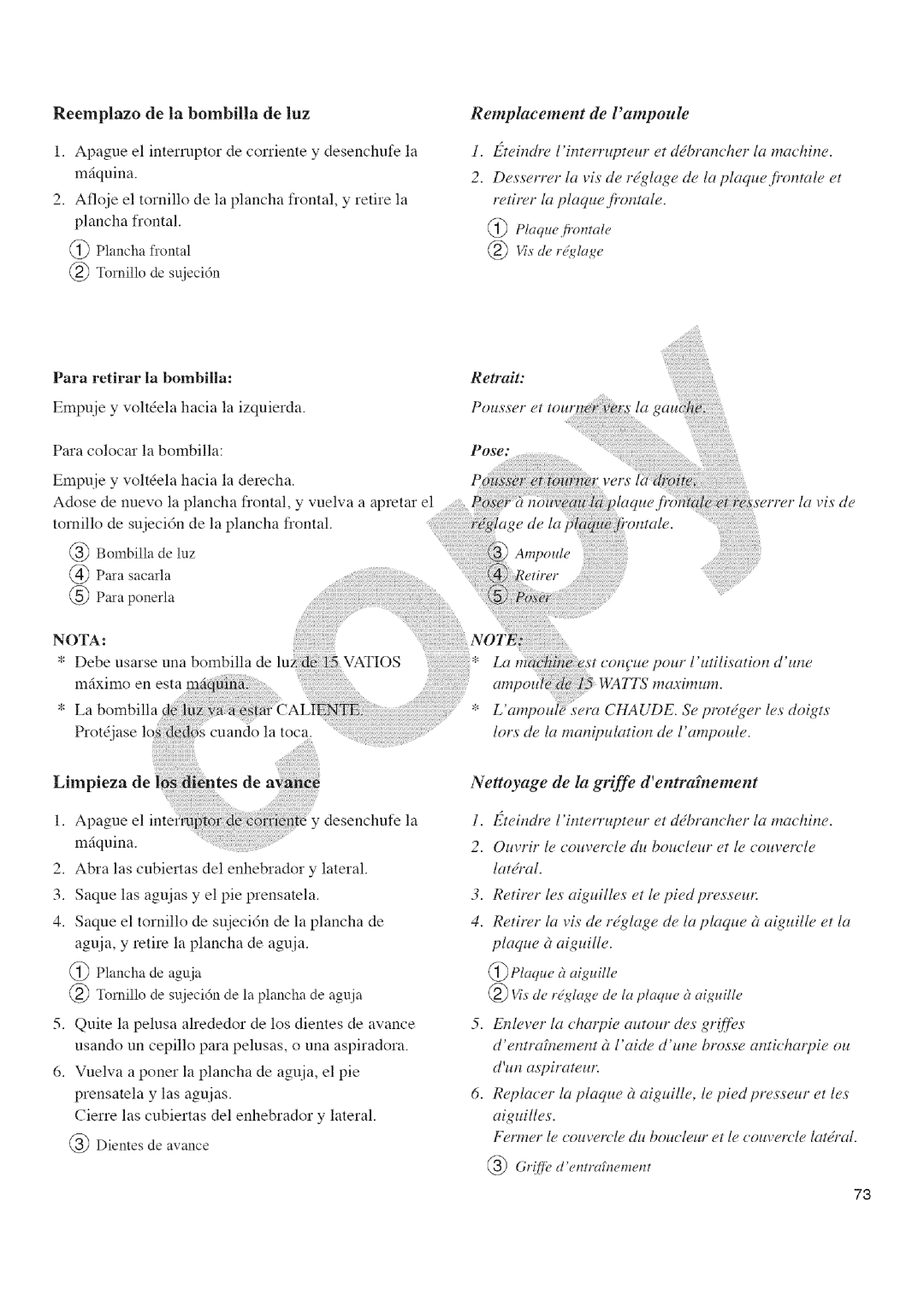 Kenmore 385.16677 owner manual Reemplazo de la bombilla de luz, Vers iate, La vis de, Ampo ul+o 