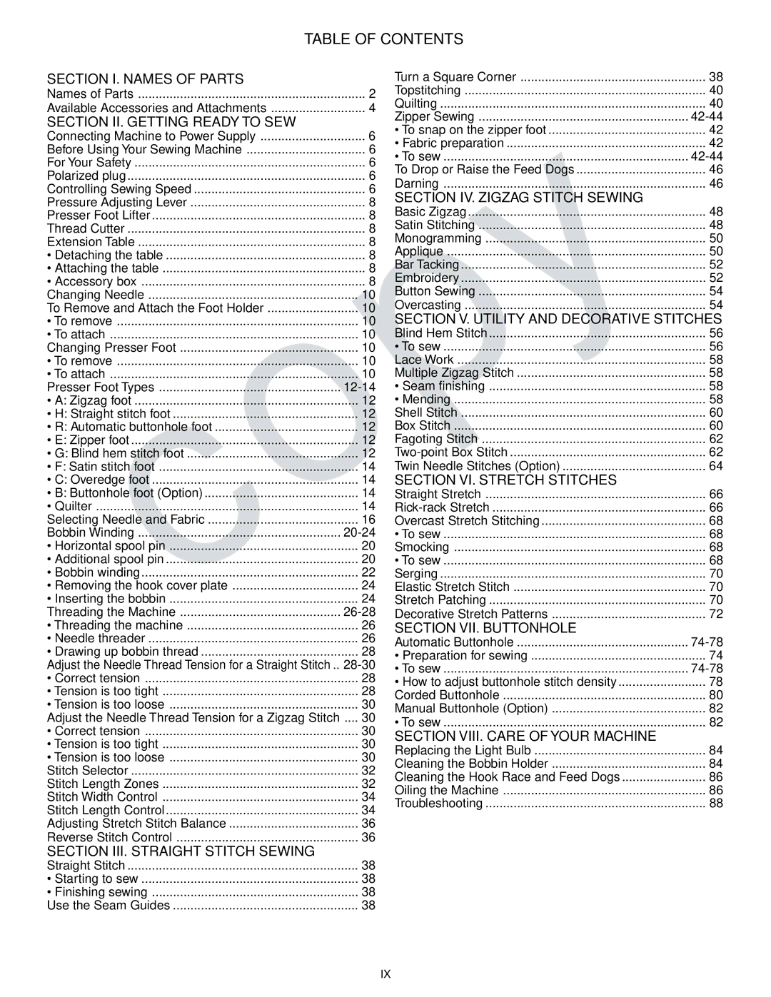 Kenmore 385.16765 owner manual Table of Contents 