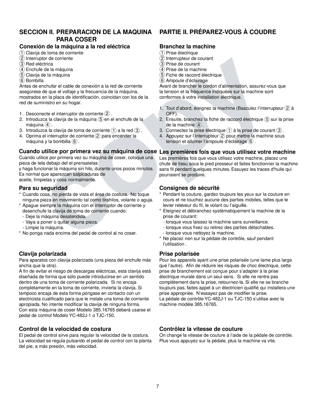 Kenmore 385.16765 Conexión de la máquina a la red eléctrica, Branchez la machine, Para su seguridad, Consignes de sécurité 