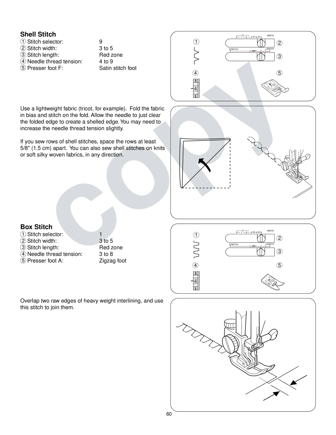 Kenmore 385.16765 owner manual Shell Stitch, Box Stitch 