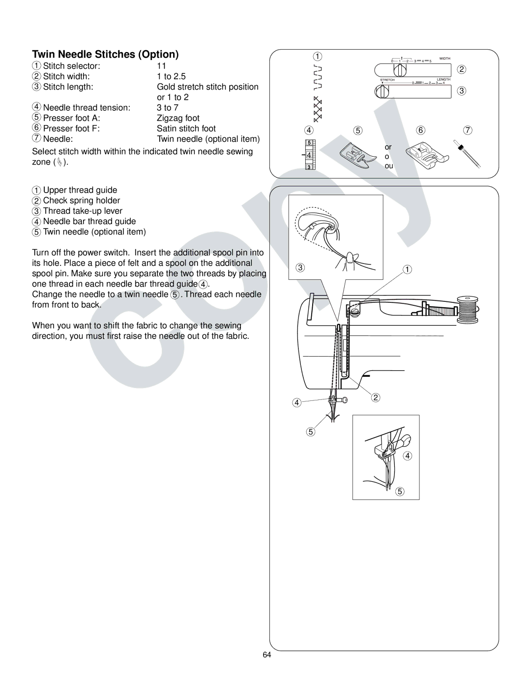 Kenmore 385.16765 owner manual Twin Needle Stitches Option 