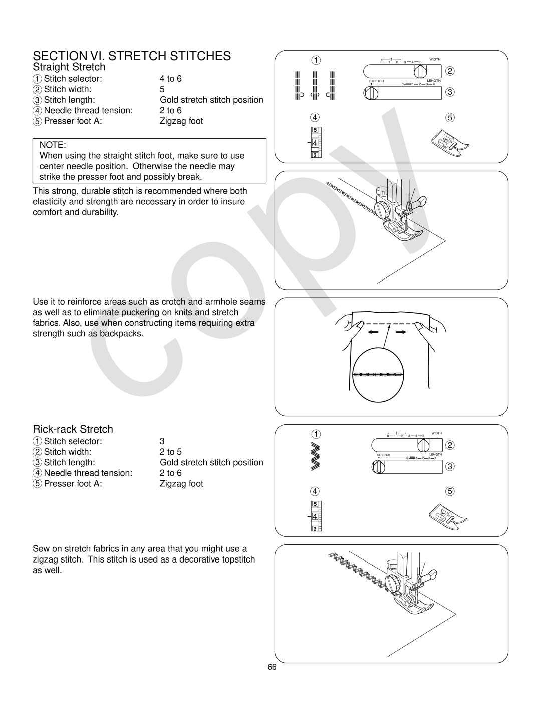 Kenmore 385.16765 owner manual Straight Stretch, Rick-rack Stretch 