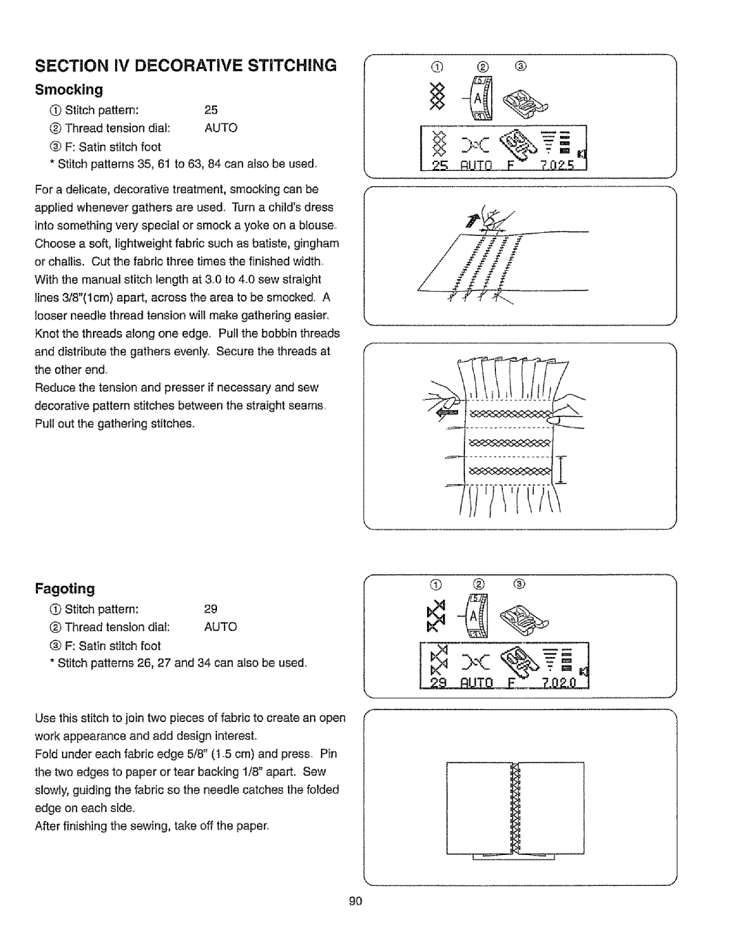 Kenmore 385.19365 owner manual Smocking, Fagoting 