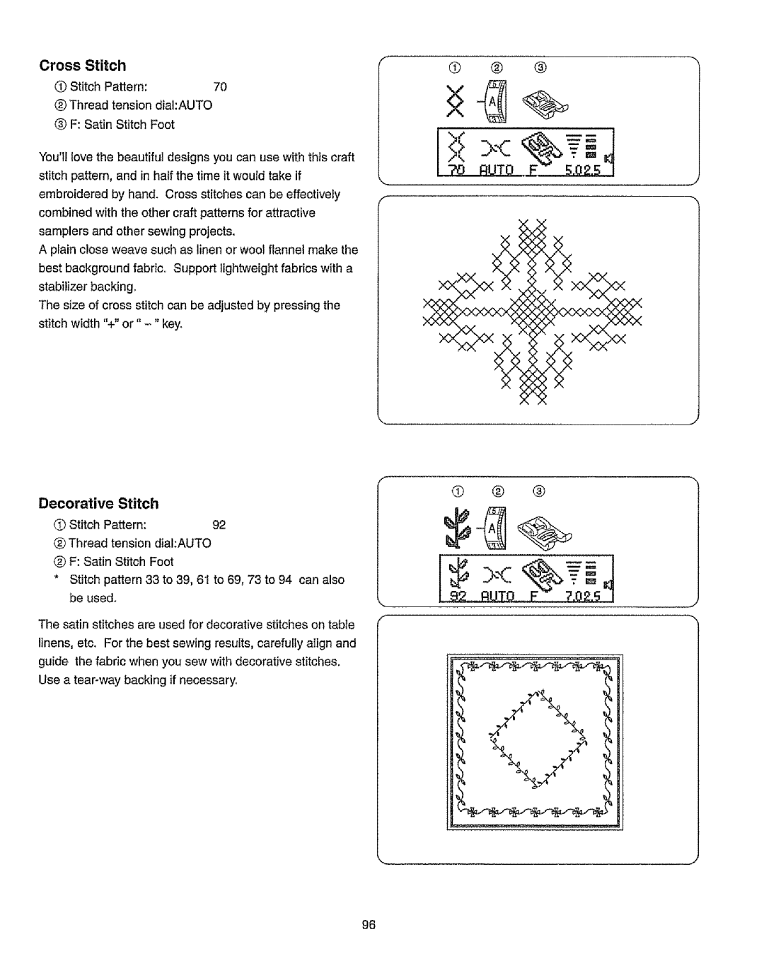 Kenmore 385.19365 owner manual Decorative Stitch, Cross Stitch 