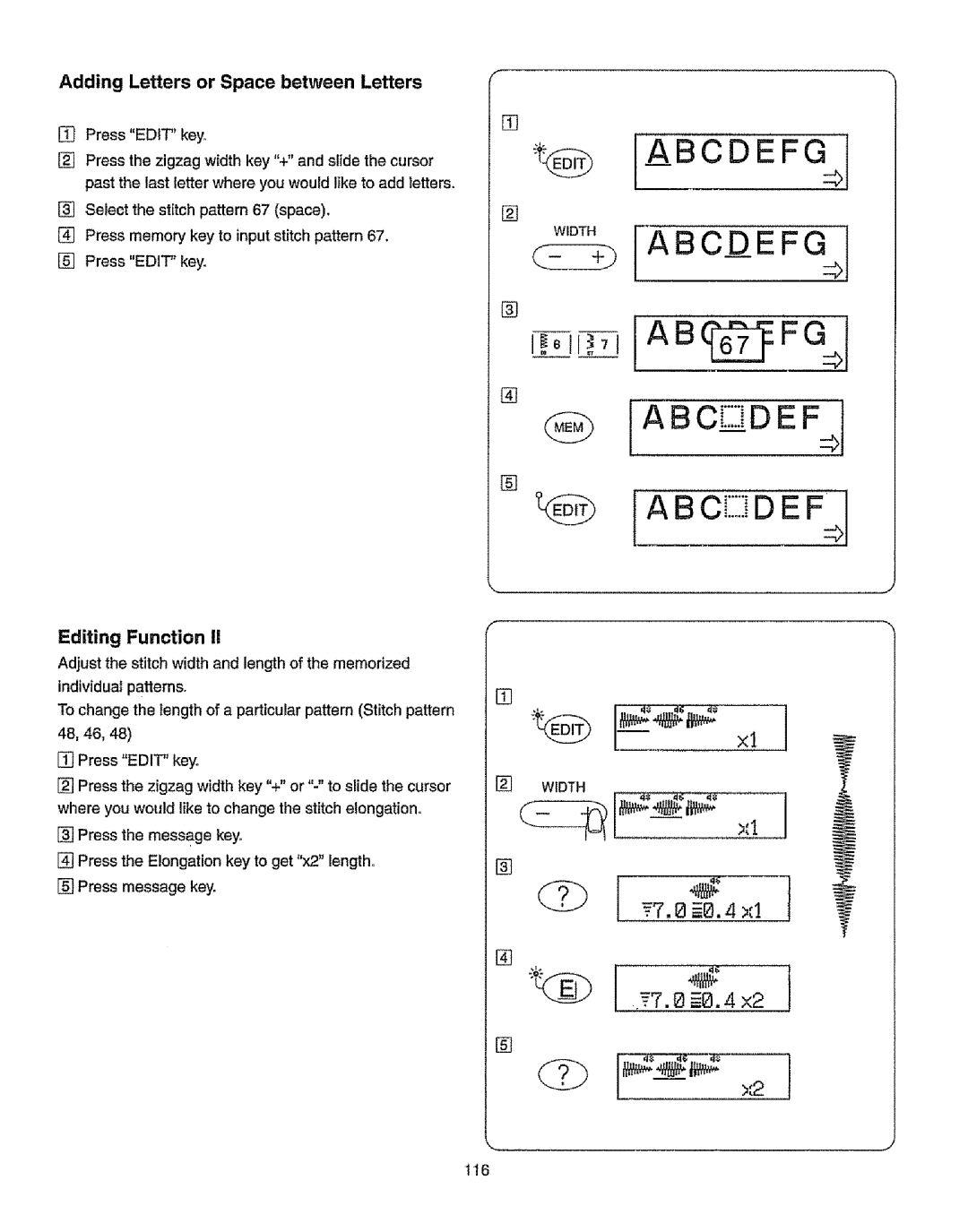 Kenmore 385.19365 owner manual Adding Letters or Space between, 116 