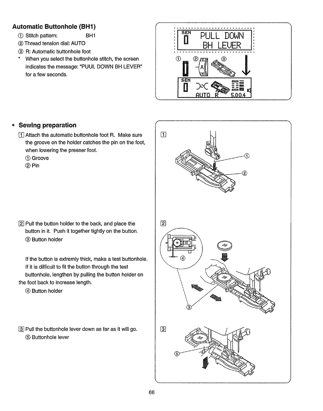 Kenmore 385.19365 owner manual Automatic Buttonhole BH1, Sewing preparation 