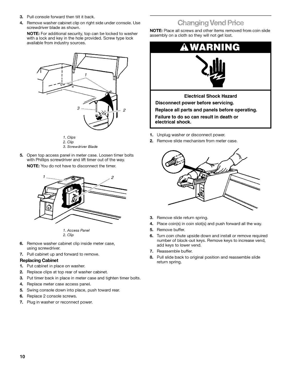 Kenmore 3948597B manual Replacing Cabinet 