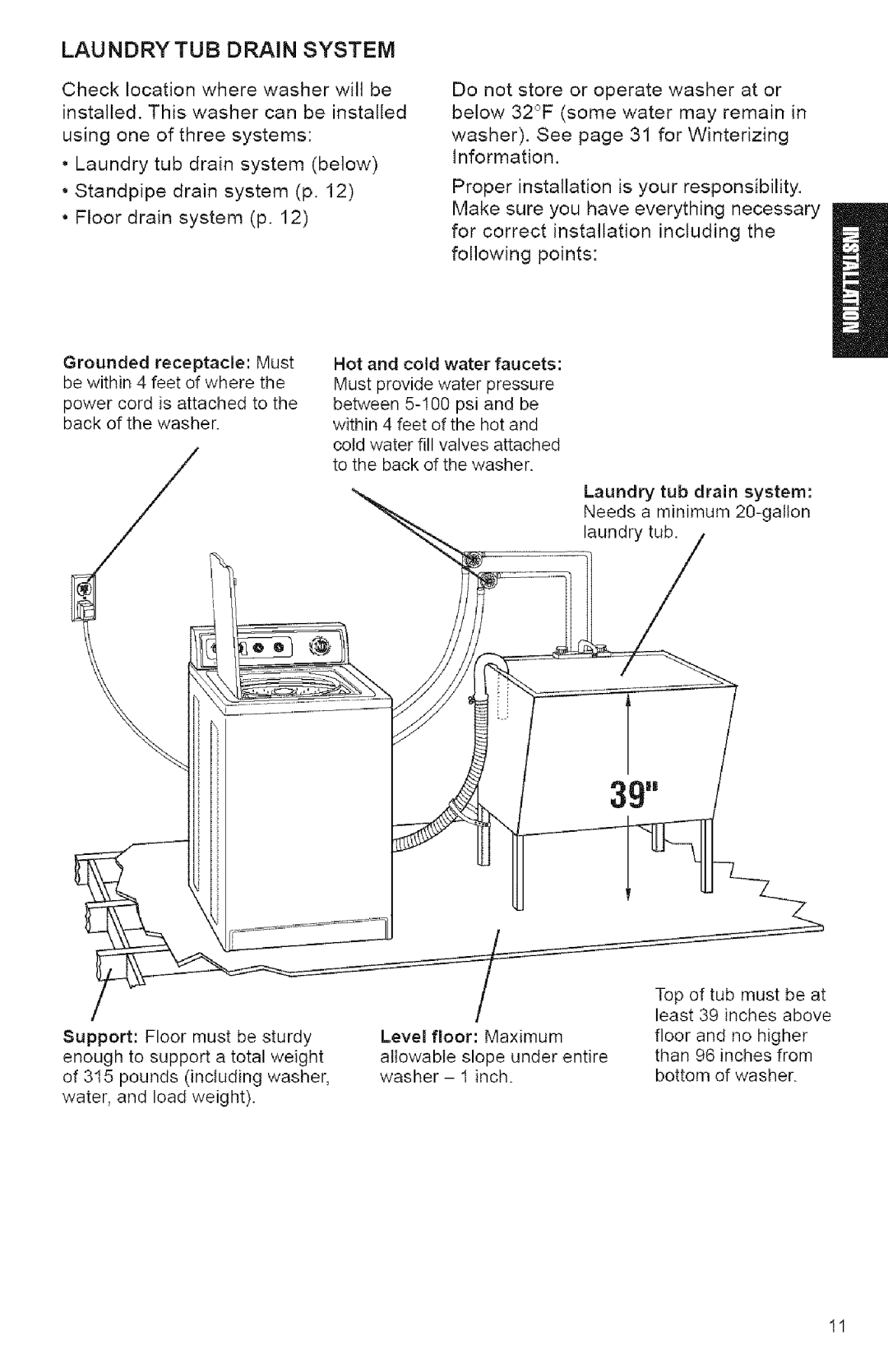 Kenmore 3950144 owner manual Laundry TUB Drain System 