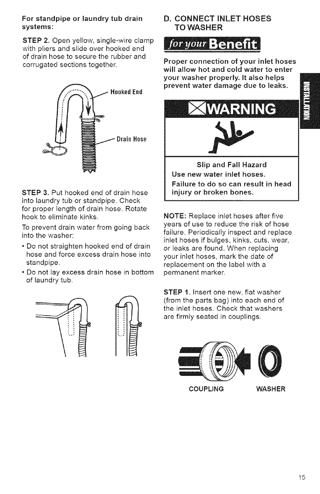 Kenmore 3950144 owner manual Connect Inlet Hoses Towasher, Couplingwasher 