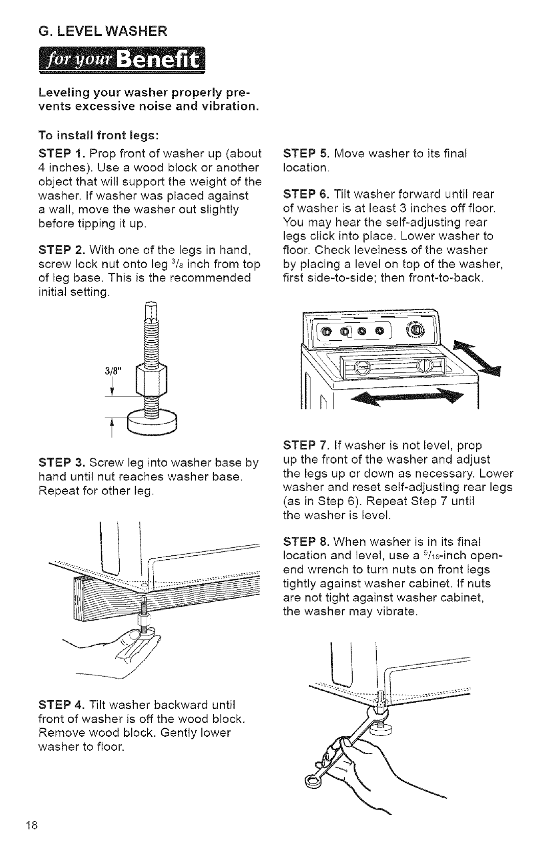 Kenmore 3950144 owner manual Level Washer 