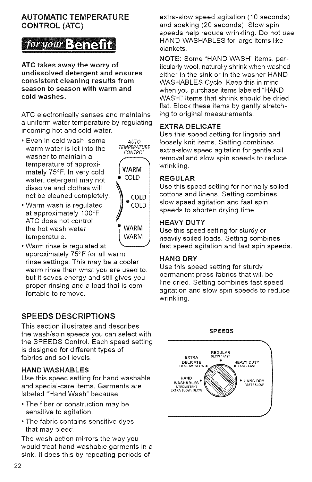 Kenmore 3950144 owner manual Automatic Temperature Control ATC, Undissolved 