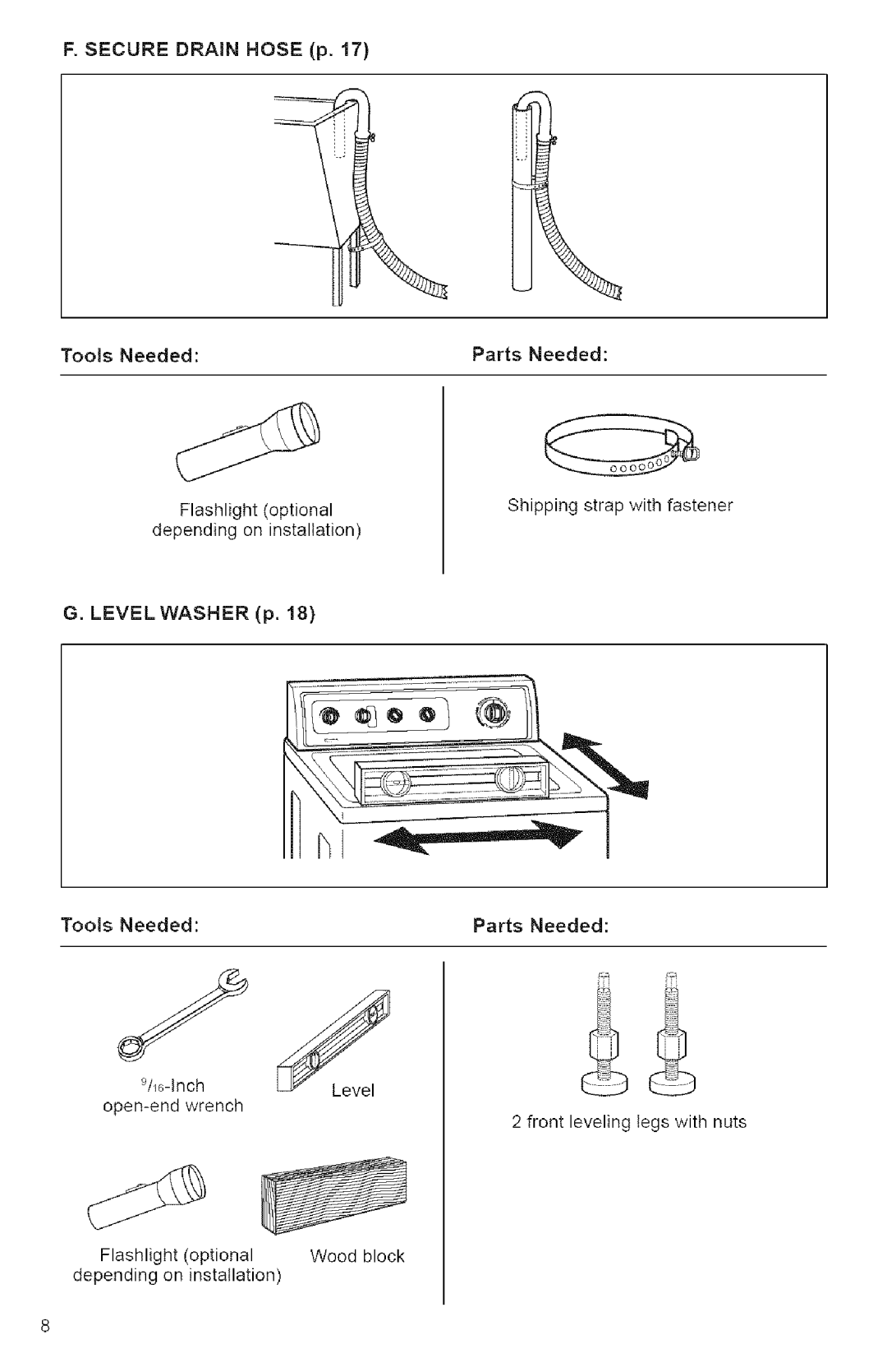 Kenmore 3950144 owner manual Secure Drain Hose p 