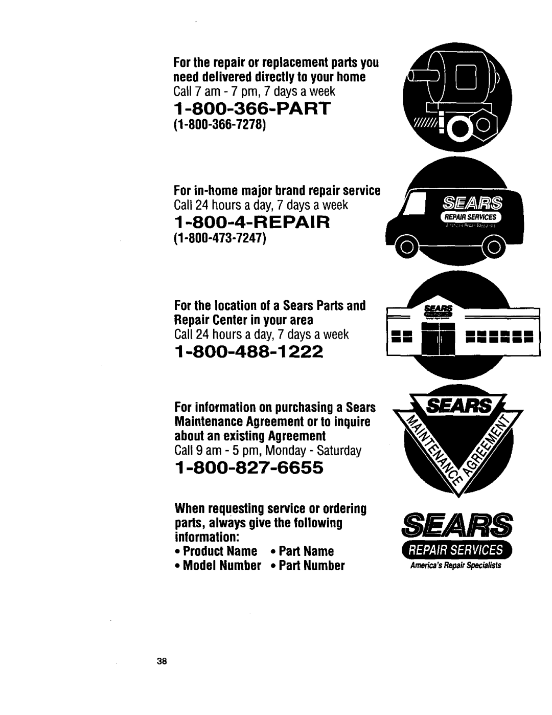 Kenmore 11026832692, 3950145, 110.29884890, 110.29882891, 110.29882890 owner manual 8OO-4-REPAIR 