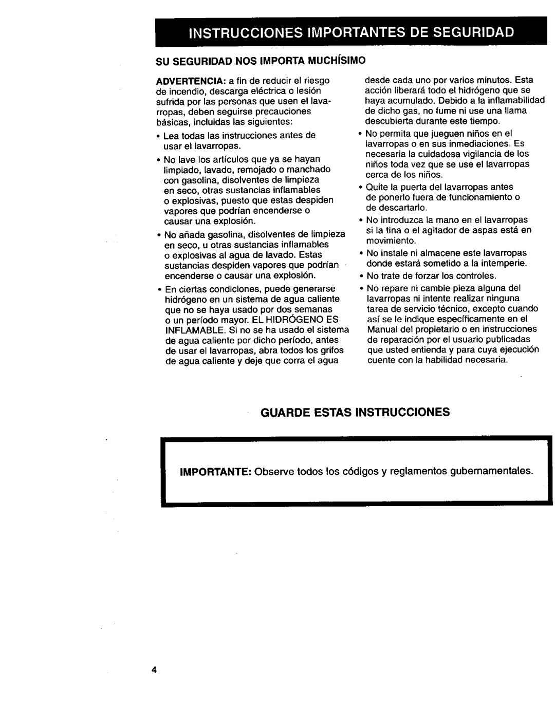 Kenmore 110.29882891, 3950145, 110.29884890, 11026832692 Suseguridadnosimportamuchisimo, Guarde Estas Instrucciones 