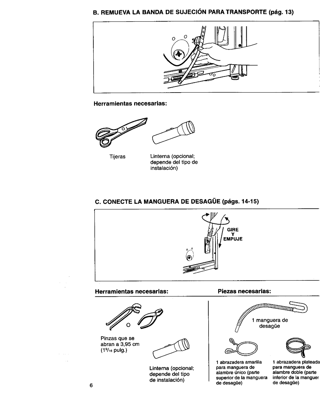 Kenmore 110.29882890, 3950145, 110.29884890, 110.29882891, 11026832692 owner manual Conecte LA Manguera DE Desague pdgs 