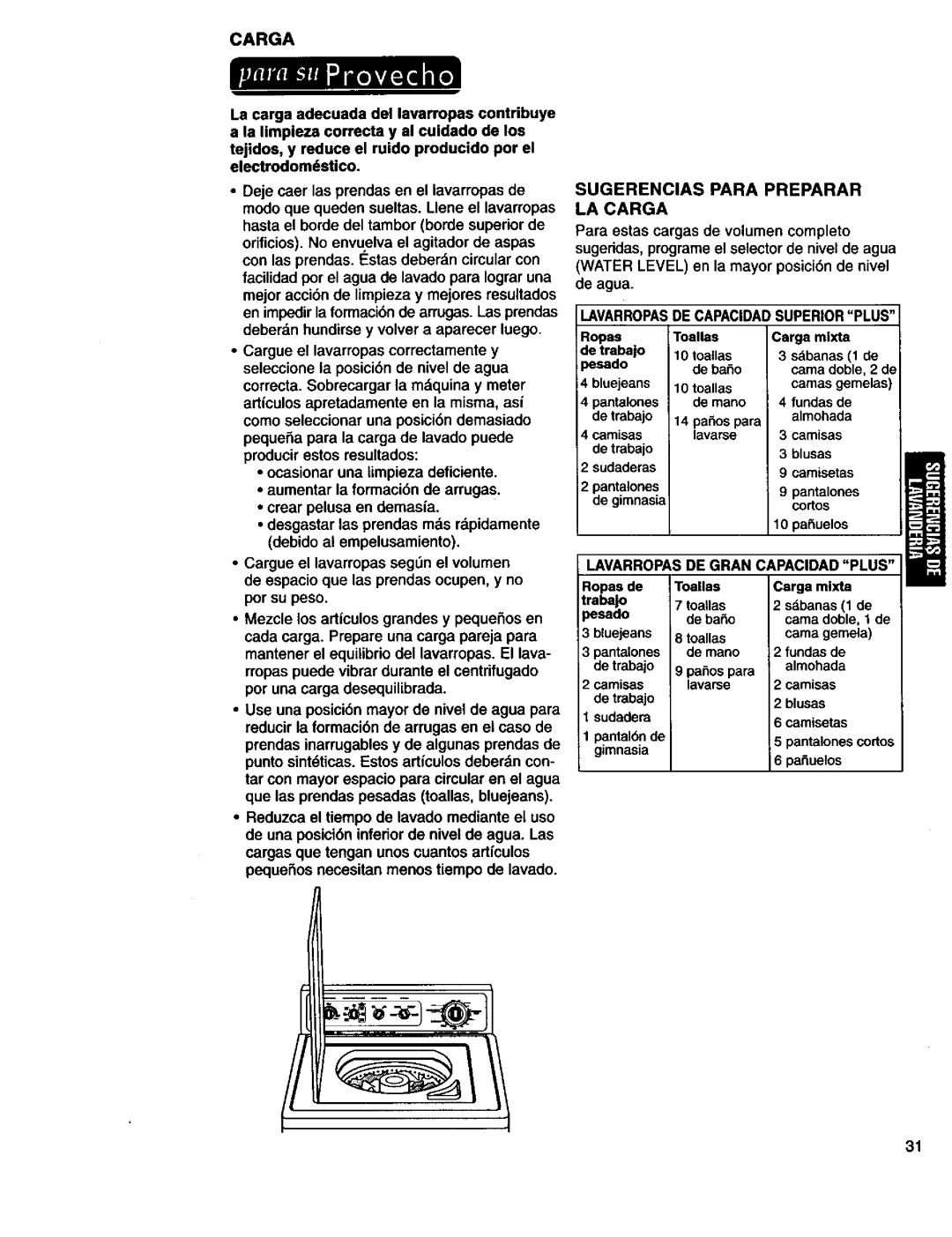 Kenmore 110.29882890 Sugerencias Para Preparar LA Carga, Lavarropasde Capacidadsuperiorplus, Lavarropasde Gran 