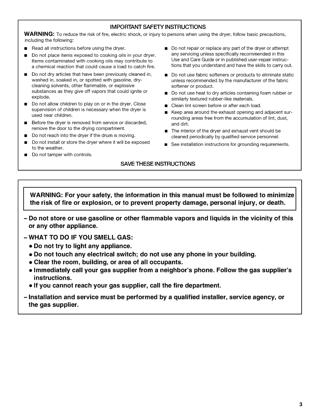 Kenmore 3979964 manual Importantsafetyinstructions 