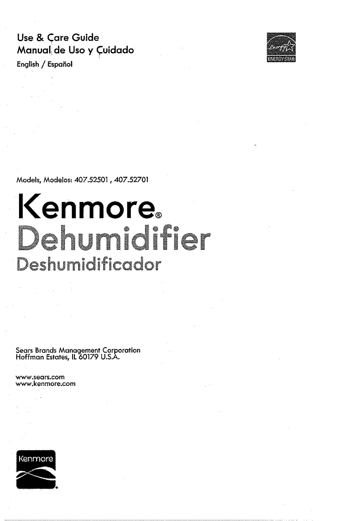 Kenmore 407.52701, 407.52501 manual Use & Care Guide, chum d f er, Ienmore, D÷shumd ficador 