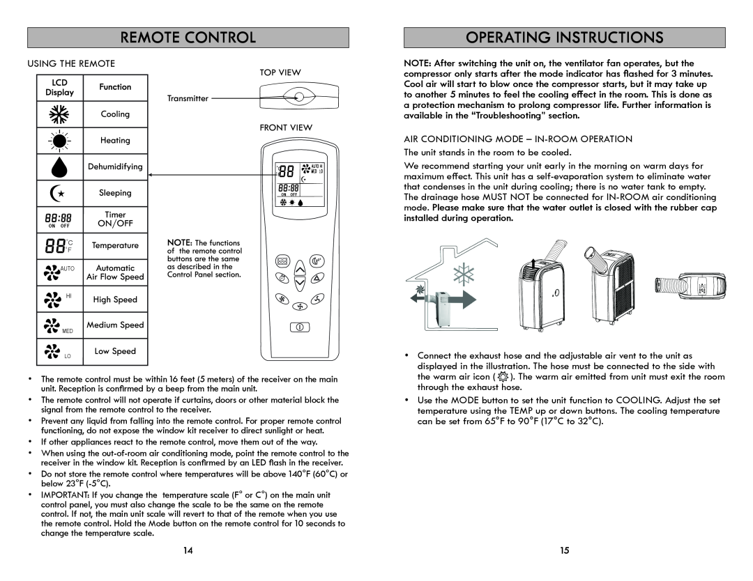 Kenmore 408.72012 manual Operating Instructions, Remote Control 