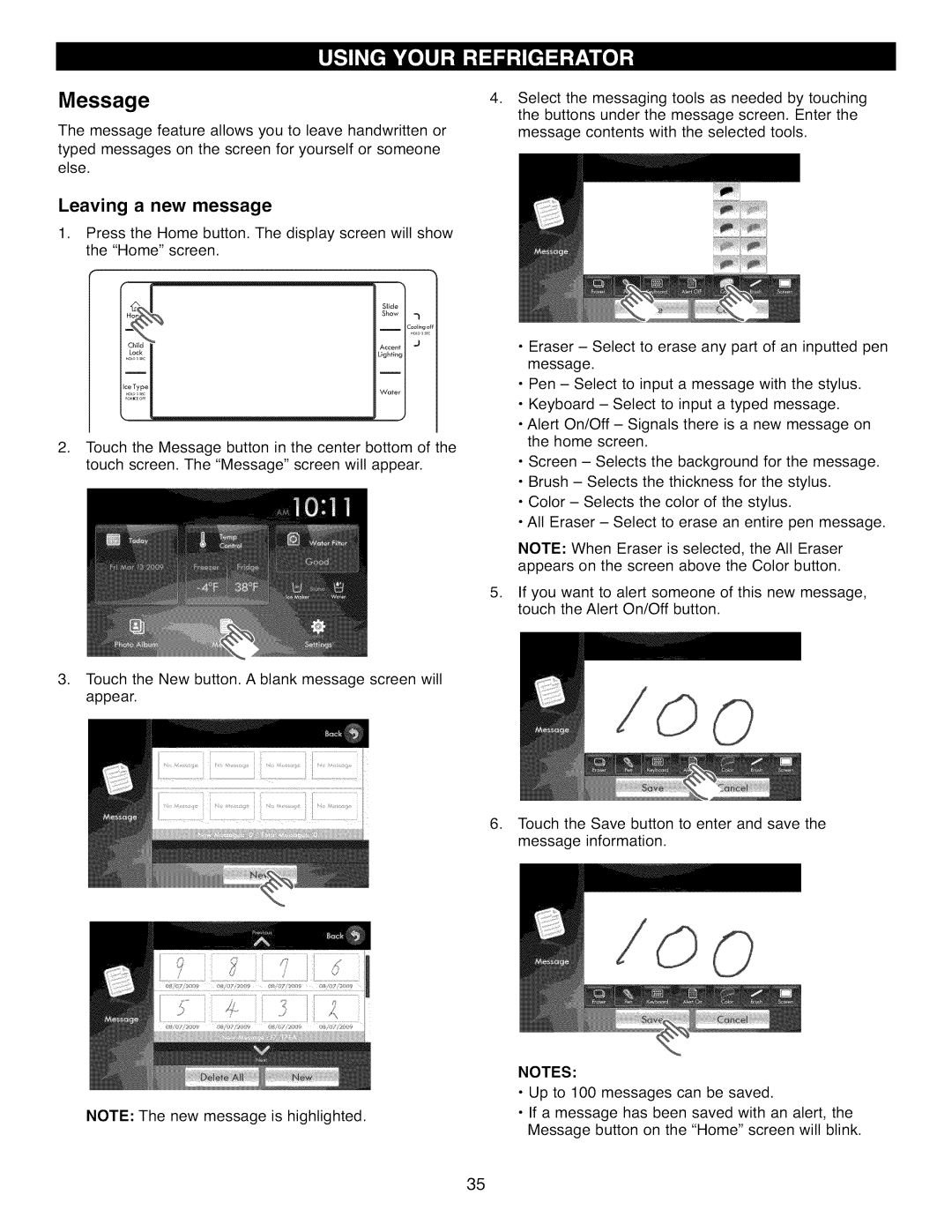 Kenmore 41009, 41003, 41002 manual Message, Leaving a new message 