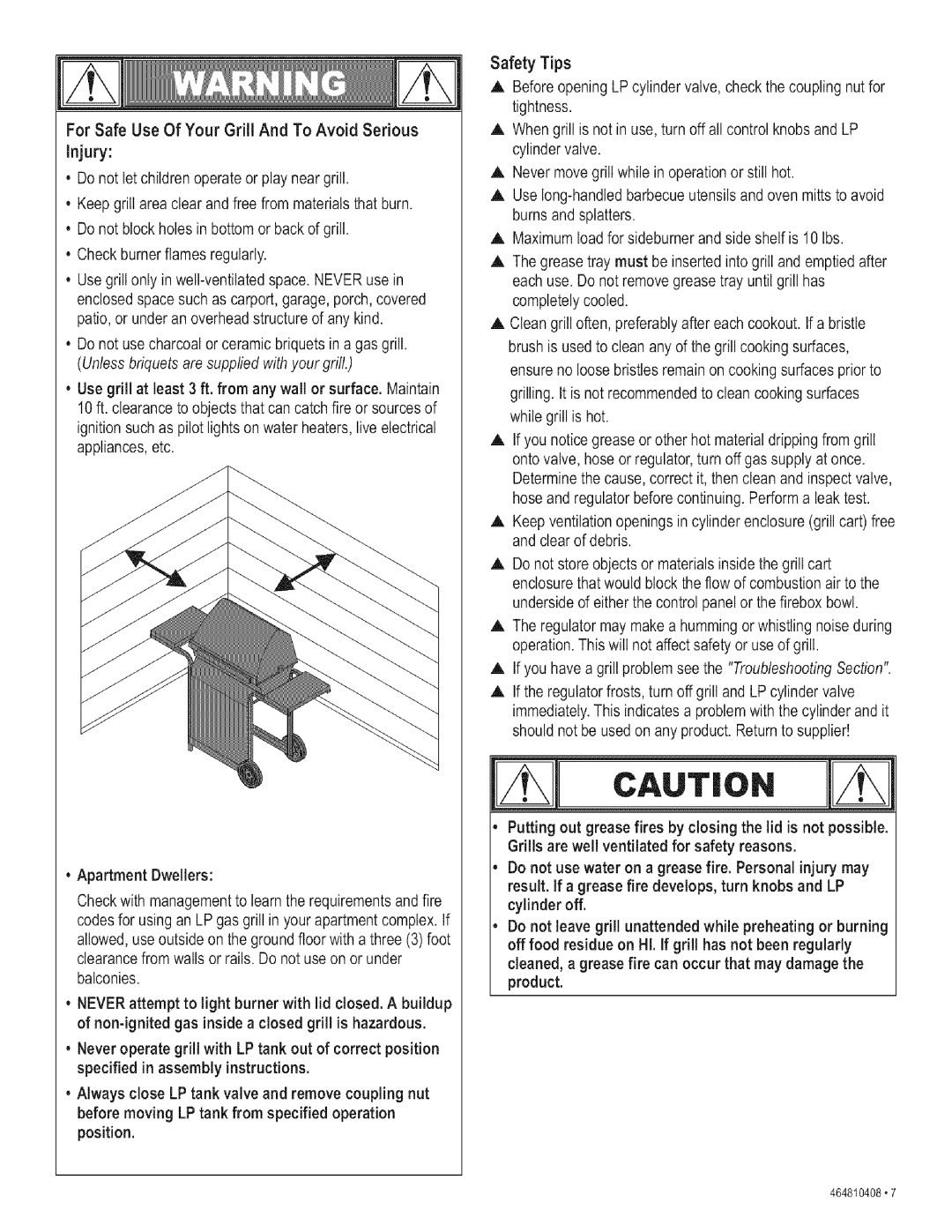 Kenmore 415.161108 manual Injury, For Safe Use Of Your Grill And To Avoid Serious 