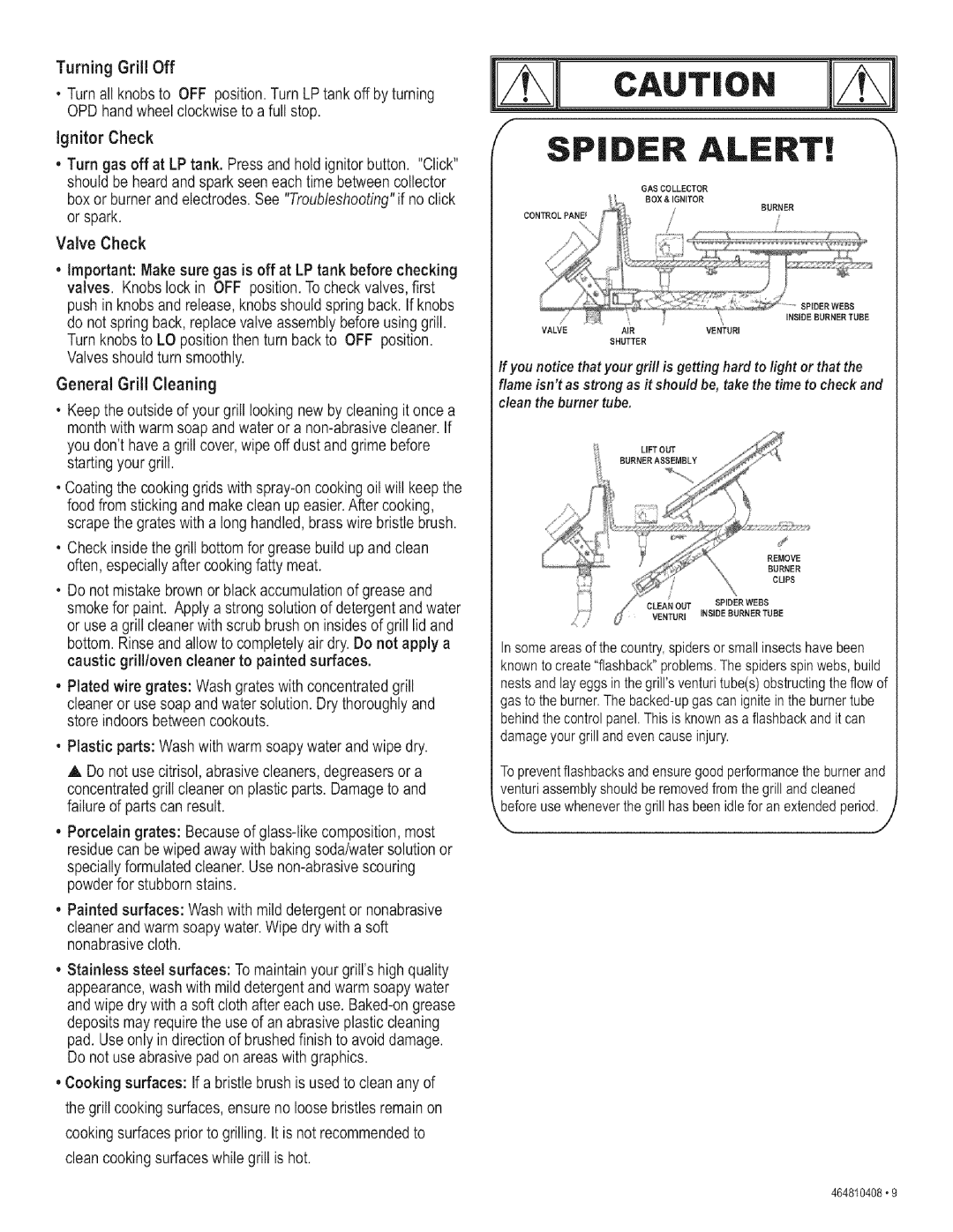 Kenmore 415.161108 manual Spider Alert 