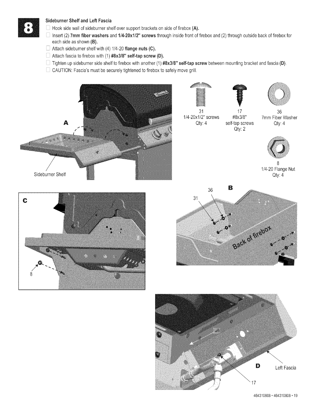 Kenmore 415.161278 manual Qty4 Self-tapscrews Qty2 