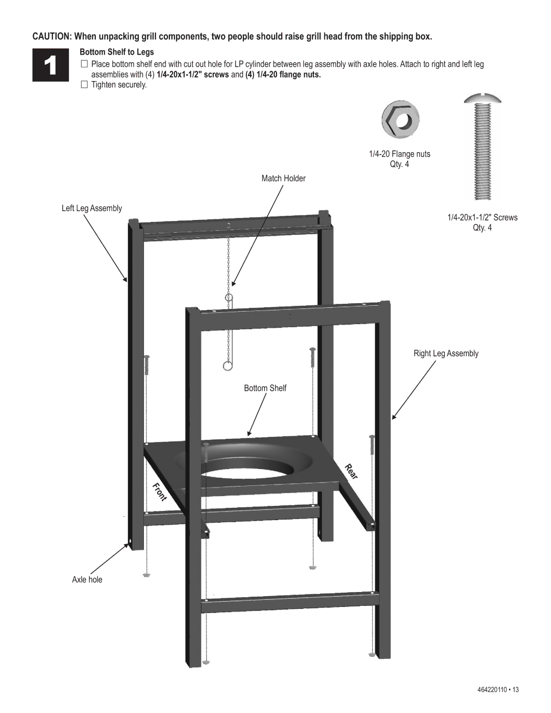 Kenmore 415.1612801 manual Rear, Bottom Shelf to Legs 