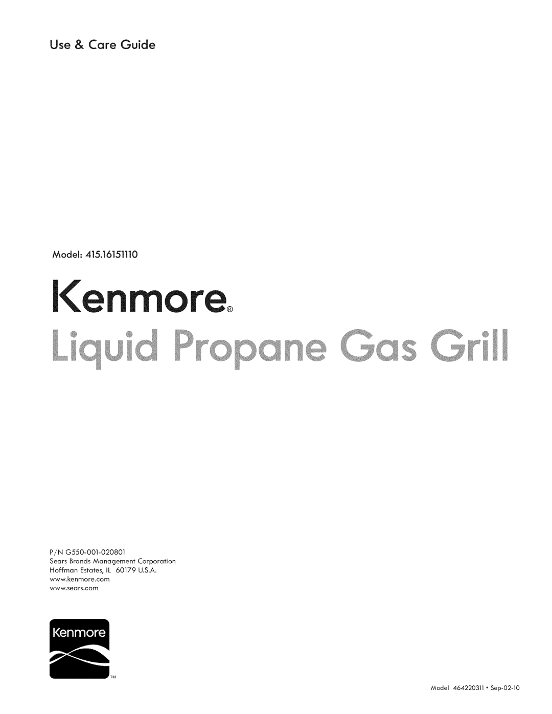 Kenmore 415.1615111 manual Use & Care Guide 