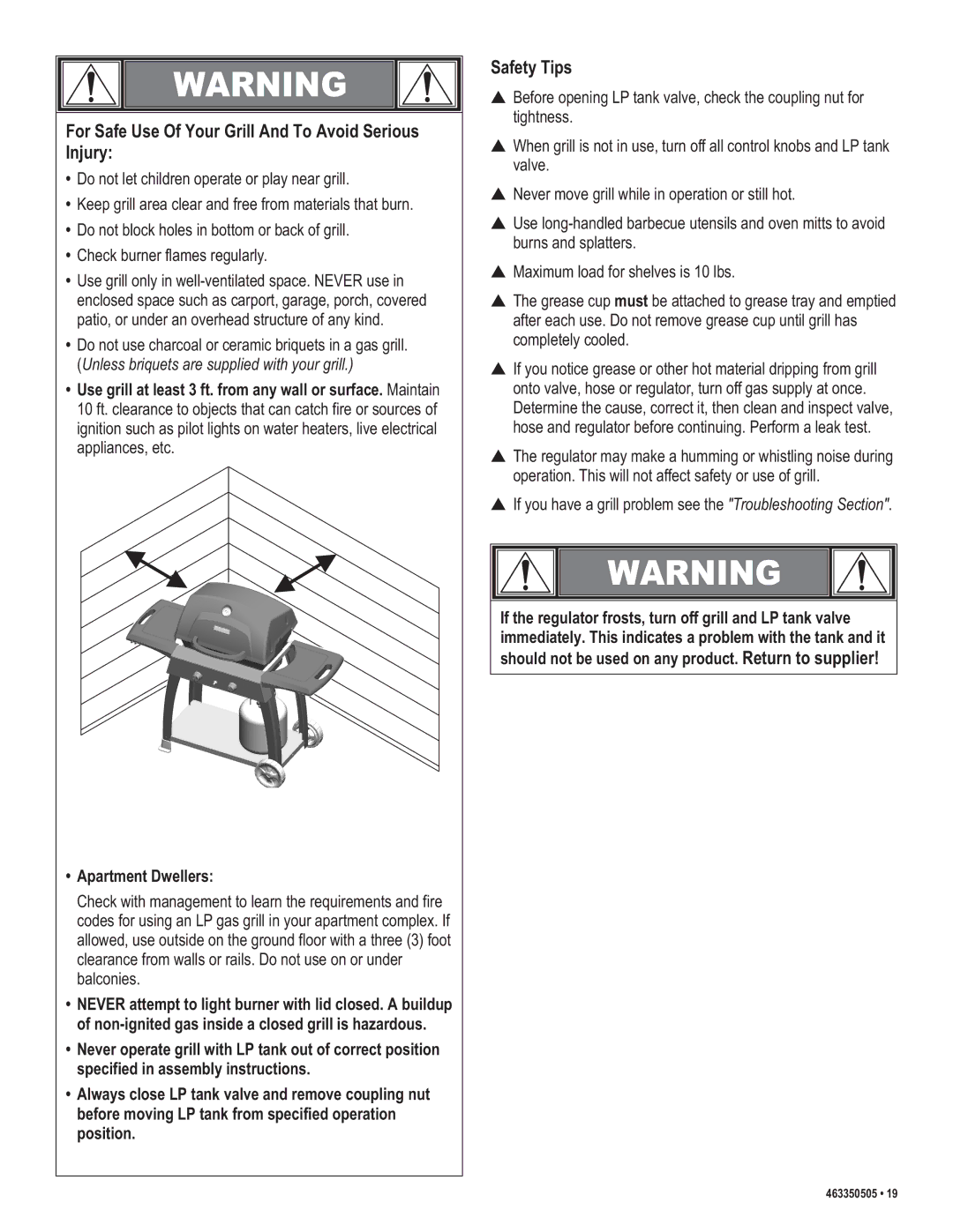 Kenmore 415.162090 manual For Safe Use Of Your Grill And To Avoid Serious Injury, Safety Tips 