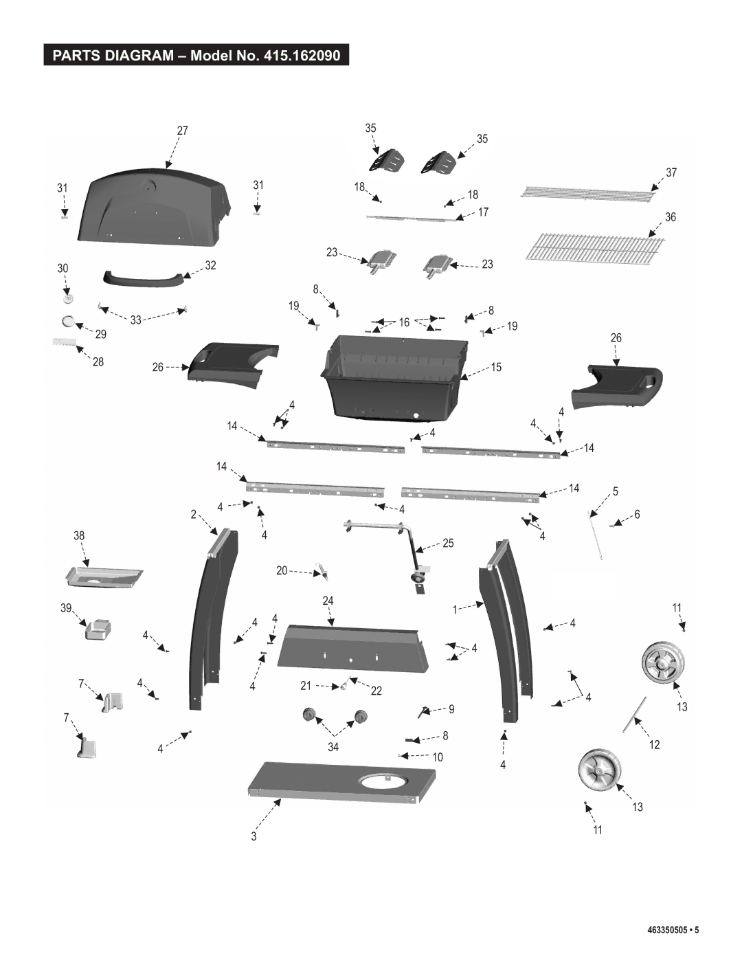 Kenmore 415.162090 manual Parts Diagram Model No 