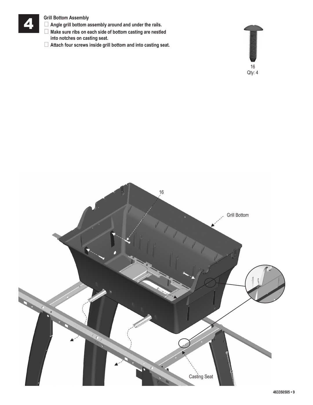 Kenmore 415.162090 manual Grill Bottom Assembly 