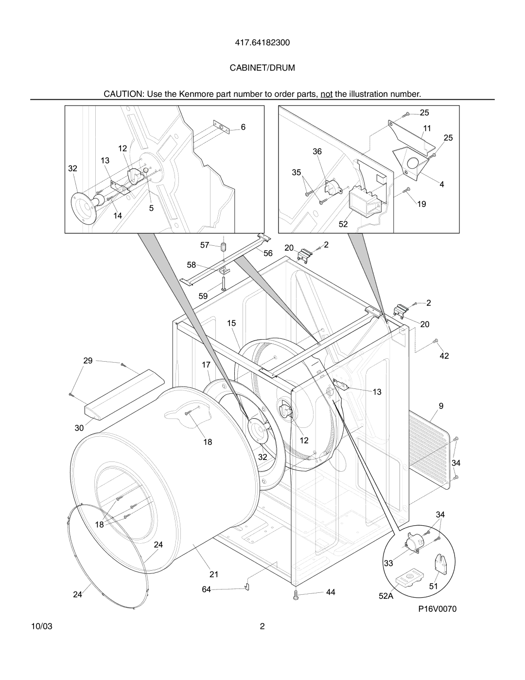 Kenmore 417.64182300 manual Cabinet/Drum 