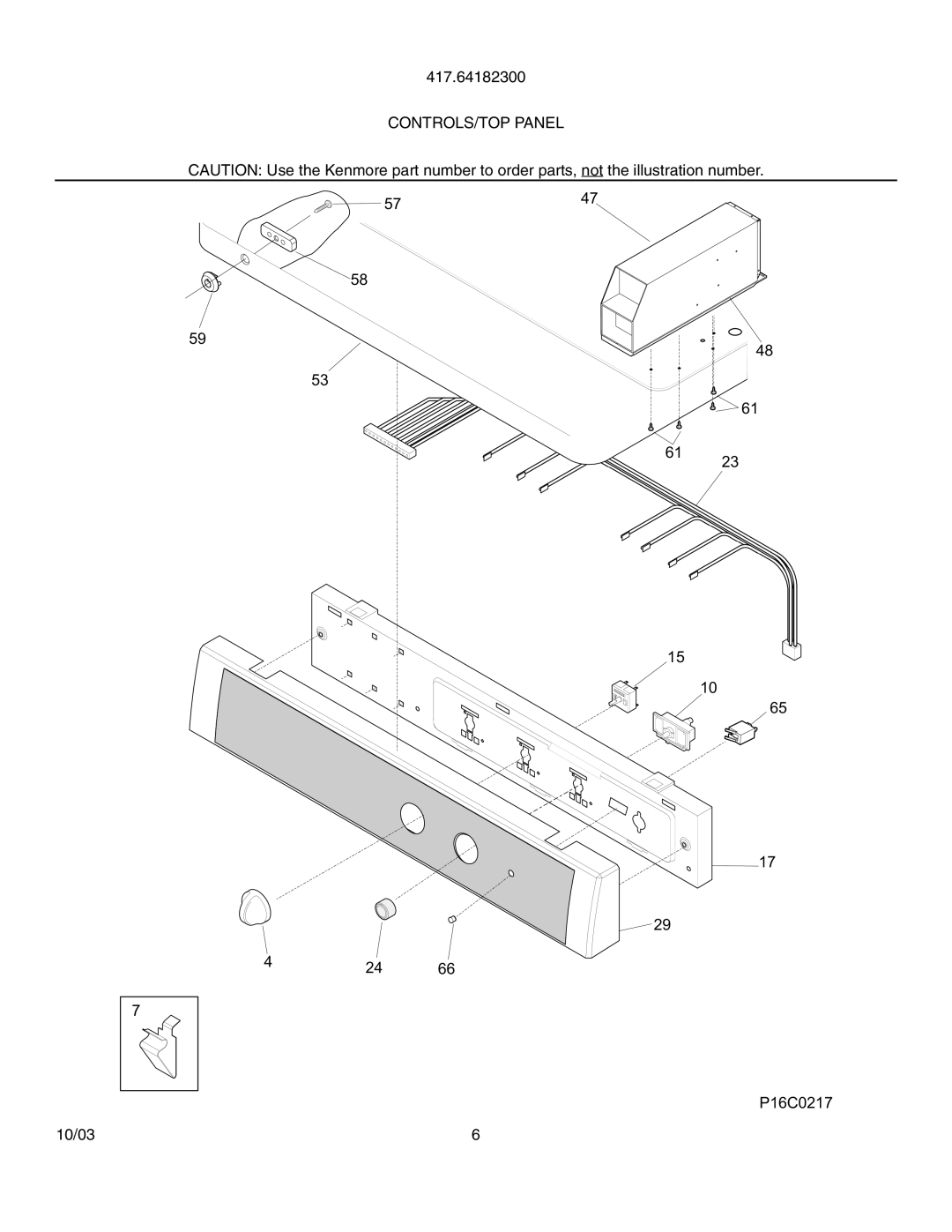 Kenmore 417.64182300 manual CONTROLS/TOP Panel 