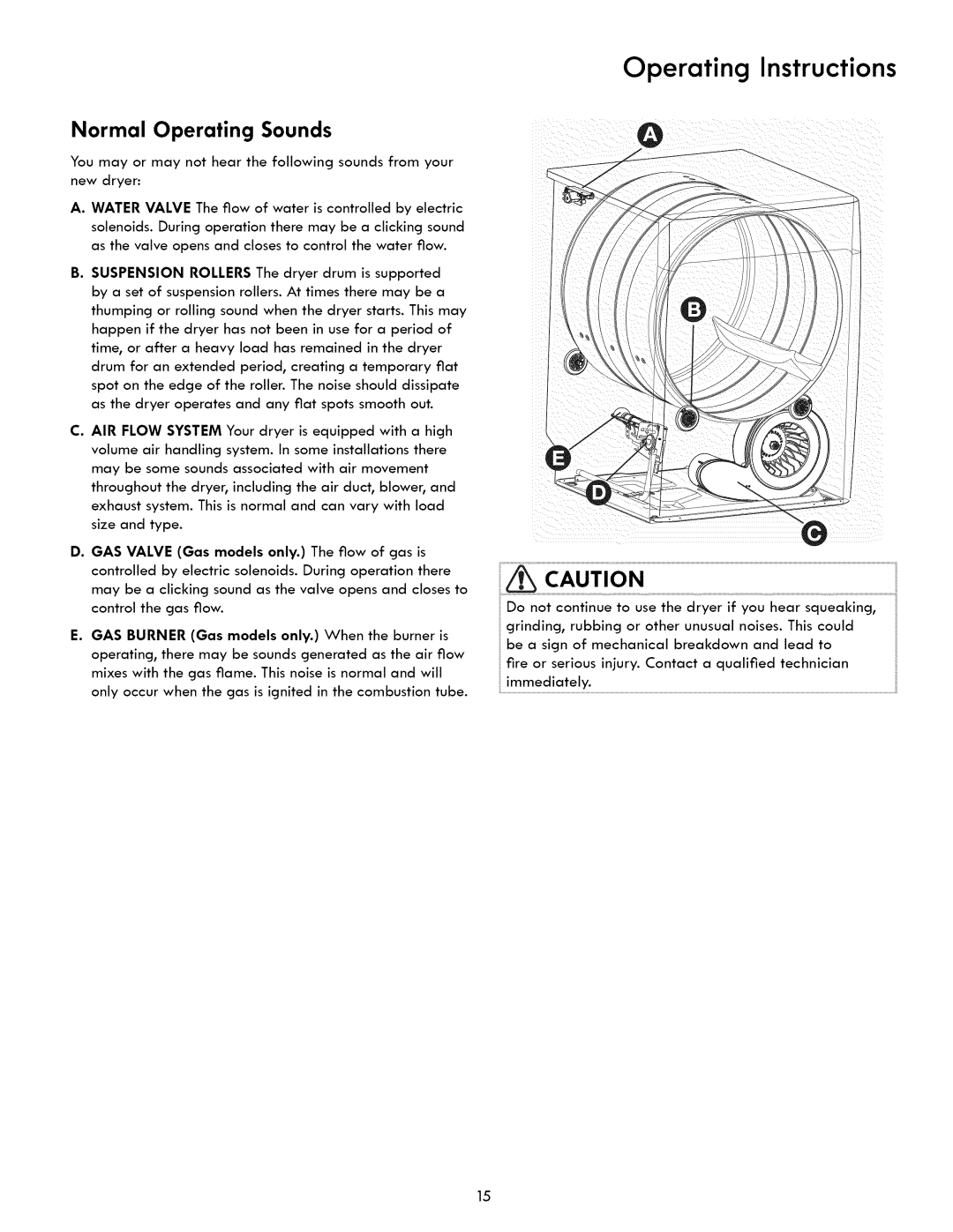 Kenmore 417.8413, 417.9413 manual Caut, Normal Operating Sounds 